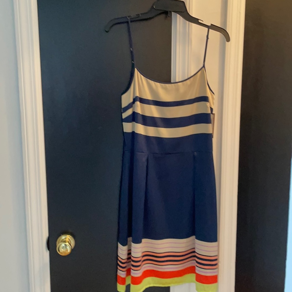 NWT Colorful Silk Spaghetti Strap Slip Dress